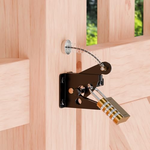 Self-Locking Gate Latch with Spring, Heavy Duty Automatic Fence Latch - size: With Spring-loaded pull cord