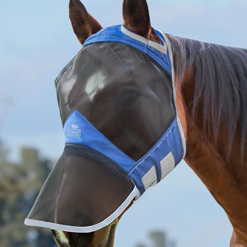Harrison Howard CareMaster Pro Luminous Horse Fly Mask Large Eye Space Full Face Standard with Nose No Ears Aquamarine Full Size - color: Aquamarine, size: Full (Large)