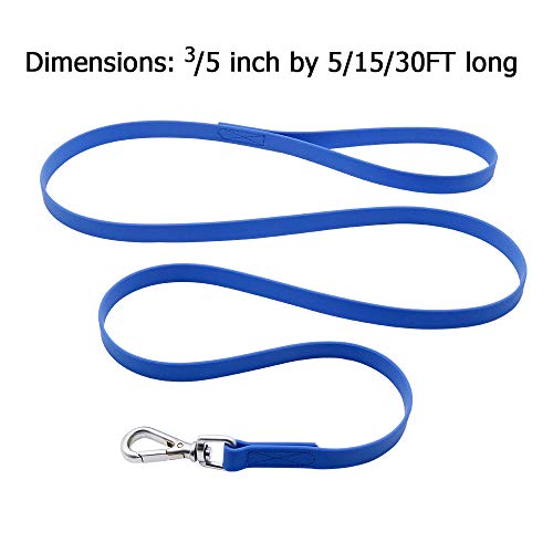 Waterproof Dog Training Leash 50FT 30FT 15FT 10FT 5FT Heavy Duty Recall Long Lead for Large Medium Small Dogs (5FT, Blue) - color: Blue, size: 5FT