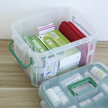 Bringer 15 QT Clear Plastic Family First Aid Box, Medicine Storage Box