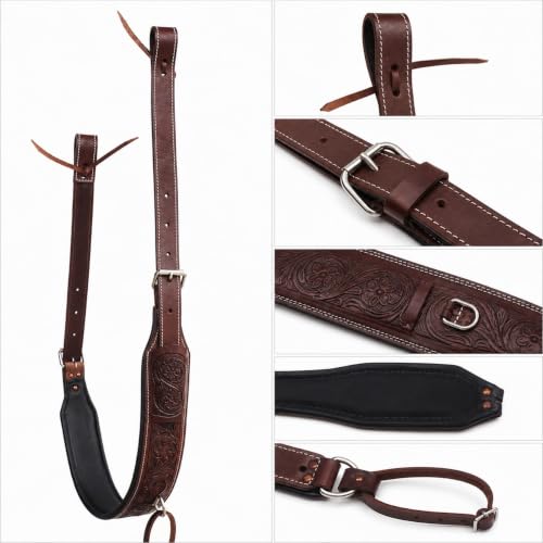 Horse Western Floral Tooled Leather Rear Flank Saddle Cinch w/ Billets 9788