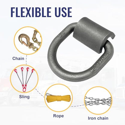 Grandroad auto 12 Pack Weld-On Forged D Ring, Heavy Duty 5/8" D-Ring Trailer Tie Down Anchor with MBS:18,000 lbs for Trailer, Truck Cargo, RV, ATV Tiedowns, Farm Applications and More. - size: 5/8“-12pack
