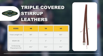 Henri de Rivel Triple Covered Stirrup Leathers - color: Black, size: 60