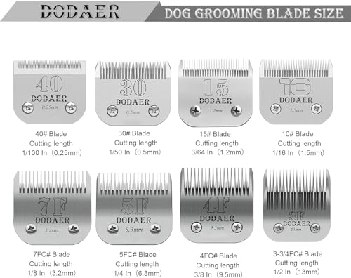 7F/5F/4F/3F Dog Grooming Blades,Compatible with Andis,Oster A5,Wahl KM10 | Include 7F/5F/4F/3F Detachable blade ,Made of Stainless Steel,,4 Count - size: 7F+5F+4F+3F