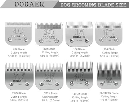 7F/5F/4F/3F Dog Grooming Blades,Compatible with Andis,Oster A5,Wahl KM10 | Include 7F/5F/4F/3F Detachable blade ,Made of Stainless Steel,,4 Count - size: 7F+5F+4F+3F