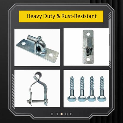 2Pcs Heavy Duty Gate Hinges, 1-3/8" Wall Mount Hinge for Chain Link Fence & Wood Gate, Steel Outdoor Gate Hardware, Farm Gate Hinges & Fence Parts