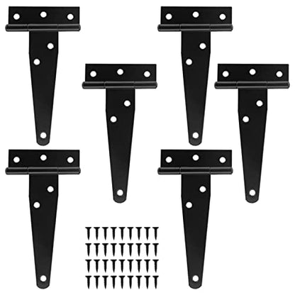 Murtenze 6Pack 4 Inch Black T-Strap Shed Hinge - color: Black, size: 4 Inch - 6Pack