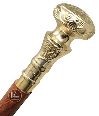 Vintage Brass Handle Victorian Telescope Fold able Wooden Walking Stick, Walking Cane with for Men & Women, Fancy Canes, Ideal Gift