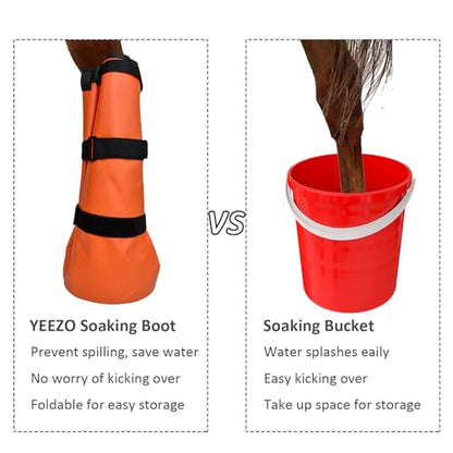 yeezo Hoof Soaking Boot Horse Soaker Hooves Treatment Bag with EVA Pad 1 Pair - color: Orange