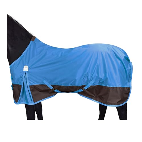 BARN & STABLE 420D Ripstop Lightweight Horse Turnout Sheet, No Fill, Water-Resistant & Breathable Horse Blanket for Spring and Mild Weather, with Anti-Rub Fleece Withers - color: Blue / Brown, size: 69 in