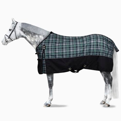 HORZE Nevada 1200D Lightweight Waterproof Horse Turnout Sheet with Fleece Lining (No Fill) - Dark Navy/Storm Green - 84 in