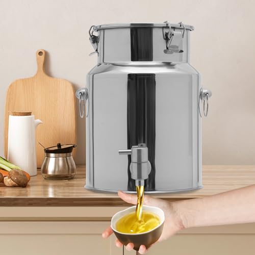 304 Stainless Steel Beverage Dispenser with Spigot, 10L/2.64 Gal 304 Milk Can Drink Dispenser with Sealed Lid & Handle, for Iced Tea, Water, Milk, Wine, Juice, Home Kitchen, Cafes, Restaurants - size: 10L/2.64Gal