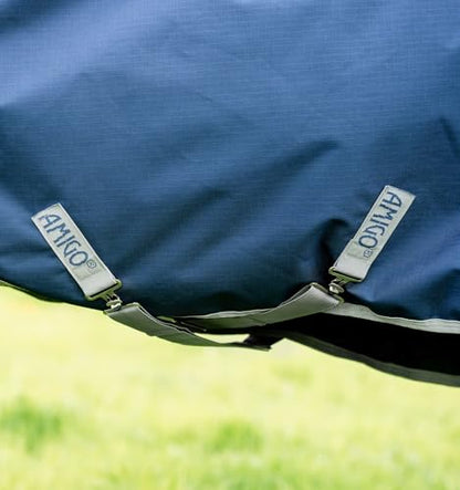 Horseware® Amigo® Ripstop 900D Turnout 0g - Navy/Titanium Grey, 84 inches - color: Navy/Titanium Grey, size: 84 inches