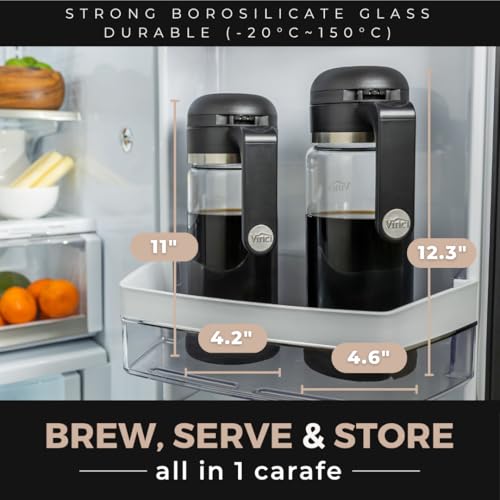 VINCI Cold Brew 360 Dual-Filter Iced Coffee Maker, 47 oz Glass Pitcher - size: 1.4 Liters - Glass Pitcher