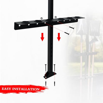 MEWSDEN Trailer Racks for Lawn Equipment, Trailer Tool Rack Shovel Holder for Shovels, Rakes, Hoes, Landscape Hand Tool Rack for Open Trailers, Lawncare Accessories, with 6 Tool Holes&Rubber Grommets