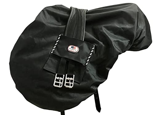 Majestic Ally Nylon Waterproof Fleece Lined Ride On English Saddle Cover-Multiple Color (Black) - color: Black