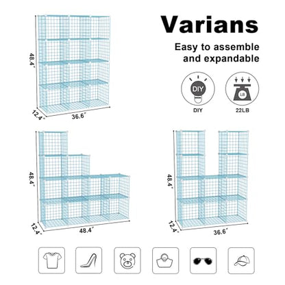 C&AHOME Wire Cube Storage, 12 - Cube Organizer Metal C Grids, Closet, Blue - color: Blue