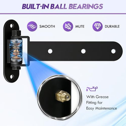 Heavy Duty Gate Hinges 900Lbs, 13" Bolt/Weld, Matte Black | Carbon steel,On with Built-in Ball Bearings;180° One-Way Open;fits barn, shed, farm, fence & garage doors