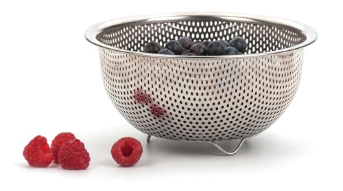 RSVP International Endurance Kitchen Collection Colander Strainer, Berry, Pierced Stainless Steel - size: Berry
