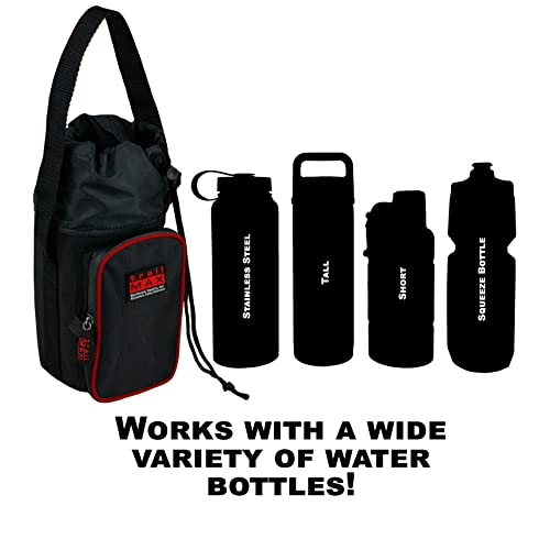 TrailMax 500 Series Water Bottle Carrier Horse Saddlebag for 1-Liter Stainless Steel Water Bottle, Insulated & Padded, 1680-denier Ripstop Nylon - color: Black with Red Piping