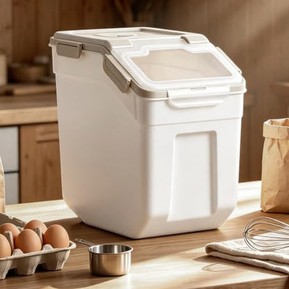 RUIAN Flour Storage Container 50lb Airtight Food Storage Bin(Gray,4pcs) - color: Gray,4pcs,50lb