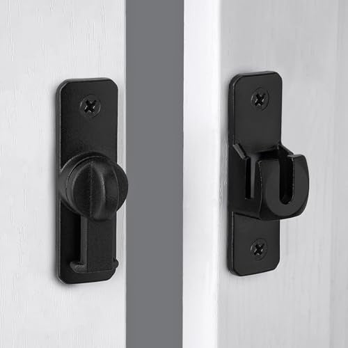 Matte Black Aluminum Alloy Gate Lock,90/180 Degree Barn Door Latch - color: Matte Black