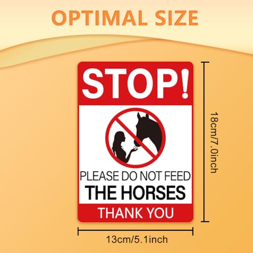 WADORN 10Pcs Please Do Not Feed The Horses Thank You Sign Sticker, Stop Feeding Horses Sign Self-Adhesive Vinyl Decal No Feeding Sign Warning Stickers for Horse Stables and Pastures 7.08x5.12 Inch - style: Do Not Feed The Horses