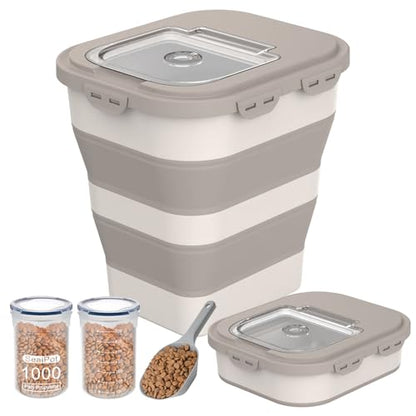 35-40Lbs Airtight Dog Food Storage Container,Collapsible Dog Food Container - color: Khaki/40 lbs