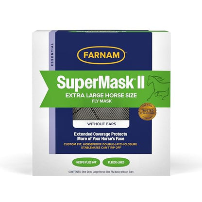 Farnam SuperMask II Horse Fly Mask Without Ears, Protects Eyes, XL Size - size: Extra Large Horse