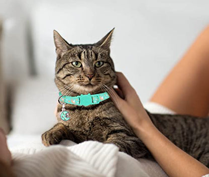Baeuppit 2Pcs Breakaway Cats Collars Cat Collars for Boy & Girl Cats Adjustable Kitten Collars with Bell,Purple+Teal - color: Purple+Teal, size: 7.0-10.7''