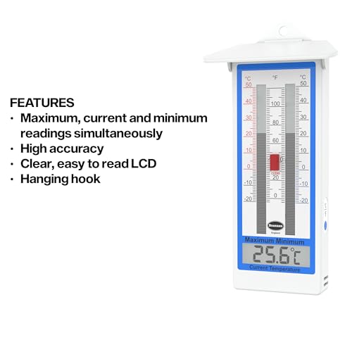 Digital Greenhouse Thermometer - Max Min Thermometer for Greenhouse or Garden, Maximum and Minimum Temperatures, Indoor Outdoor Accessory