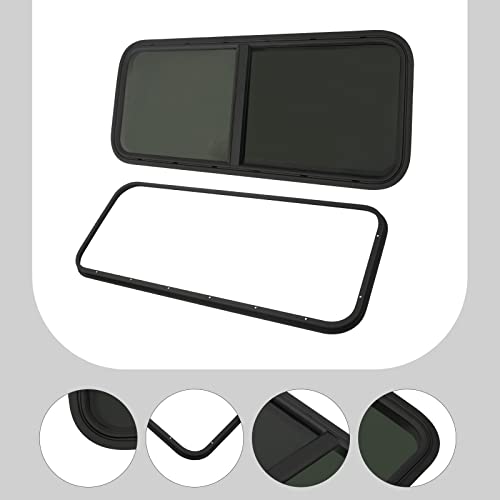 Vertical Sliding Black RV Window for Teardrop, Cargo, Horse Trailer, Marine Camper Window Replacement,22" Wide x 42" Tall (42"x22") - size: 42"x22"