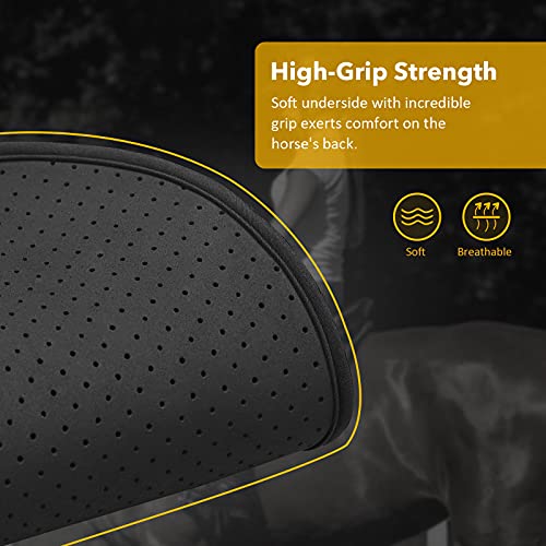 Harrison Howard Perforated Horse Saddle Pad Liner, Breathable Neoprene Anti-Slip Horse Under Pad for Riding-Black