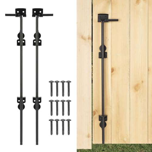 24" Cane Bolt Heavy-Duty Drop Rod for Gate, Gate Ground Latch for Wooden Fences Metal Gates Doors, Metal Gates Doors Stopper for Gate Ground, Wrought Iron Gate Latches, Black Finish(2 Pack) - color: 2 Pack, size: 24" Black