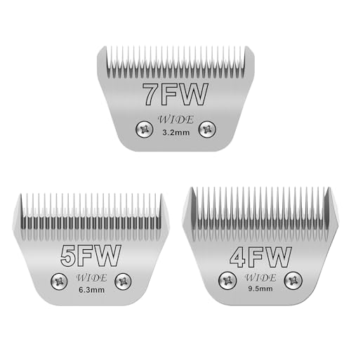 3Pack Dog Grooming Wide Blade,Detachable Pet Dog Grooming Blades,Compatible with Andis,Oster A5,Wahl km10 Clippers.（4FW+5FW+7FW） - color: 4+5+7FW