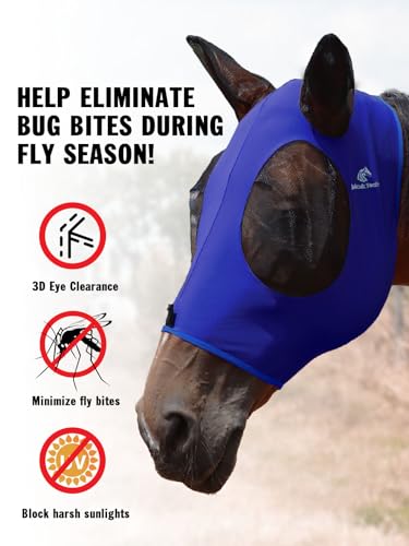 Mask Tech 5 Pieces Horse Fly Masks with Ears, Stretchy Elastic Mesh Fly Masks, 3D Eye Clearance, UV Protection-Medium,Combo 3 - color: Combo 3, size: Medium