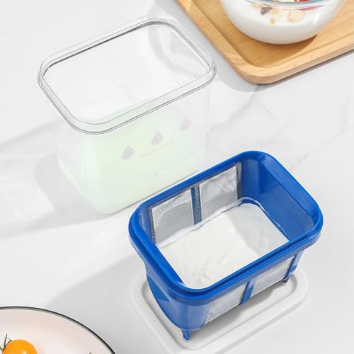 Greek Yogurt Maker, Whey Strainer Separator with Fine Mesh Filter Clear Thick Yogurt Maker with Lid and Measuring Scale for Homemade, No Electric