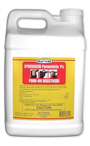 DURVET Fly Synergized Permethrin 1% Pour-On Insecticide - 2.5 Gallon