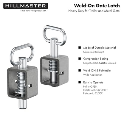Weld-on Trailer Spring Latch Lock, Heavy Duty Trailer Gate Latch Universal Long Spring Lock, Spring Latch Assembly with Plain Tube,Spring Loaded Latch for Barn Doors, Tracks & Ramp Doors (Pack of 2) - size: 3.5in