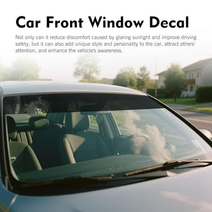 Car Windshield Tint Strip, 7.87" x 59" Glossy Black Windshield Banner Sticker, Anti-Glare Sunproof Exterior Windscreen Protective Film, Cuttable to Fit Most Vehicles (Black #C) - color: Black #C