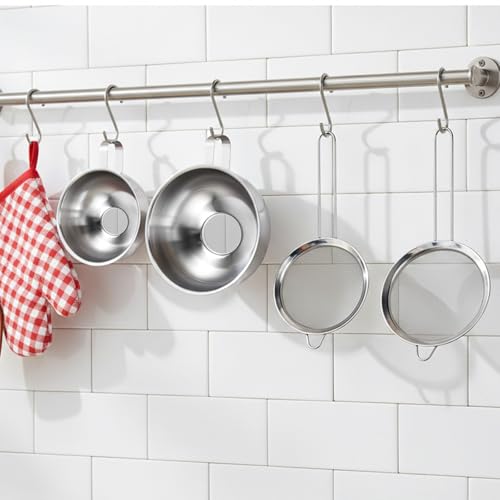 4 Pieces Stainless Steel Funnels with Fine Mesh Strainer