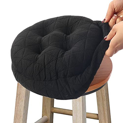 BUYUE Round Bar Stool Seat Cushion, Dia.14 Luxury Fashion Jacquard with Anti-Skid Silicone Bar Stool Cushion Padded (Black, L,1 Count) - color: Black, style: Round L