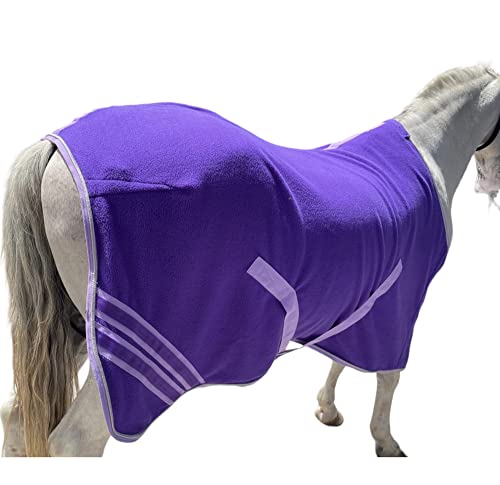 Majestic Ally Anti Pill Fleece Horse Blanket/Sheet with Silver Braided Rope (Purple, 70) - color: Purple, size: 70