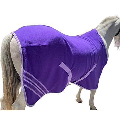 Majestic Ally Anti Pill Fleece Horse Blanket /Sheet with Silver Braided Rope (Purple, 78) - color: Purple, size: 78