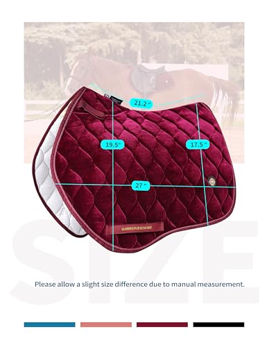 Harrison Howard Close Contact Horse Saddle Pad for Jumping, w/Velvet Hue - color: Burgundy