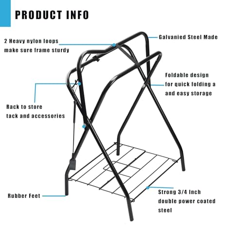 2 Pack Saddle Rack Portable Folding Horse Saddle Stand for English and Western Saddles,28" L x 19" W x 37.5" H - style: 2PCS Black