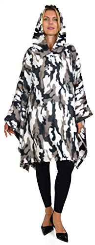 Dare2BStylish Women Poncho Style Hoodie Sweater Fleece Cover Up for Cold Weather - color: Gray Camo