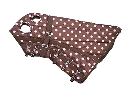 AJ Tack 420D Stable Blanket, Brown Pink Dots, 300g Fill 72" - size: 72 Inches