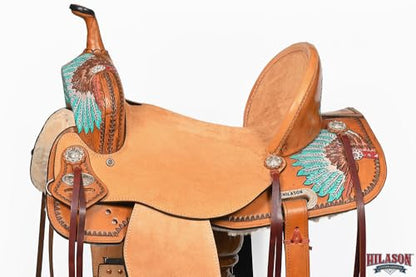 HILASON Flex Tree Western Saddle Tan Barrel Trail Horse - size: 15 In