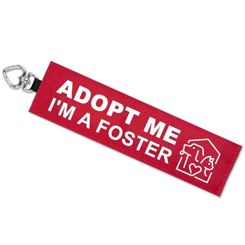 Adopt Me Dog Leash Wrap, Double-Sided Visible Foster Dog Sleeve with Heart Carabiner, Ripstop Warning Sign for Pet Lead, Fits Standard Rope & Flat Leashes, Red - color: Adopt Me I'm a Foster